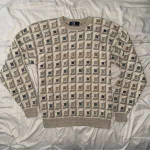 Vintage TSR USA Mens Knit Sweater Sz L Pullover Crew Neck Geometric 80s 90s